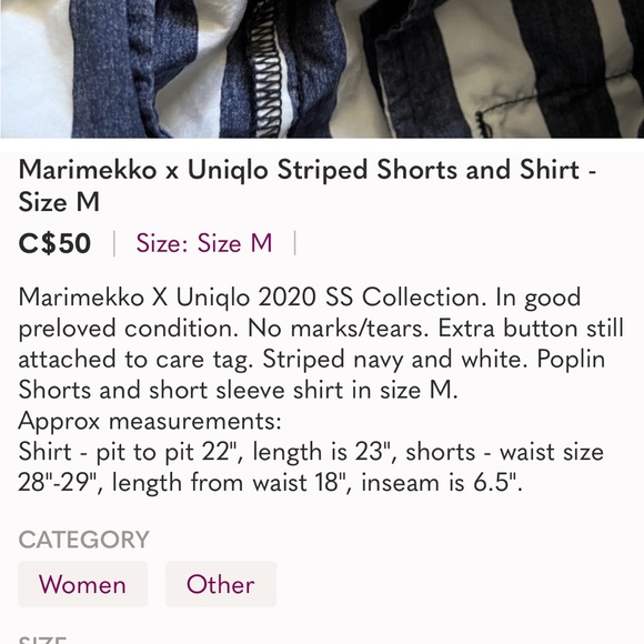 Marimekko x Uniqlo Striped Shorts and Shirt - Size M - Picture 2 of 10